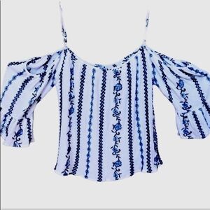 T.i.m.i.n.g.  - Off the Shoulder Blue & White Sz M